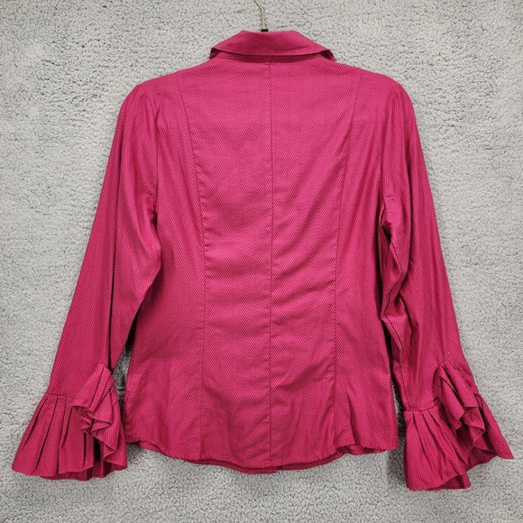 Peck & Peck Collection‎ Womens Pink Chevron Herringbone Button Up Shirt Size 10 - Picture 4 of 11